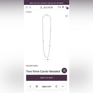 Lagos silver and 18k gold Caviar beaded chain 16-18”